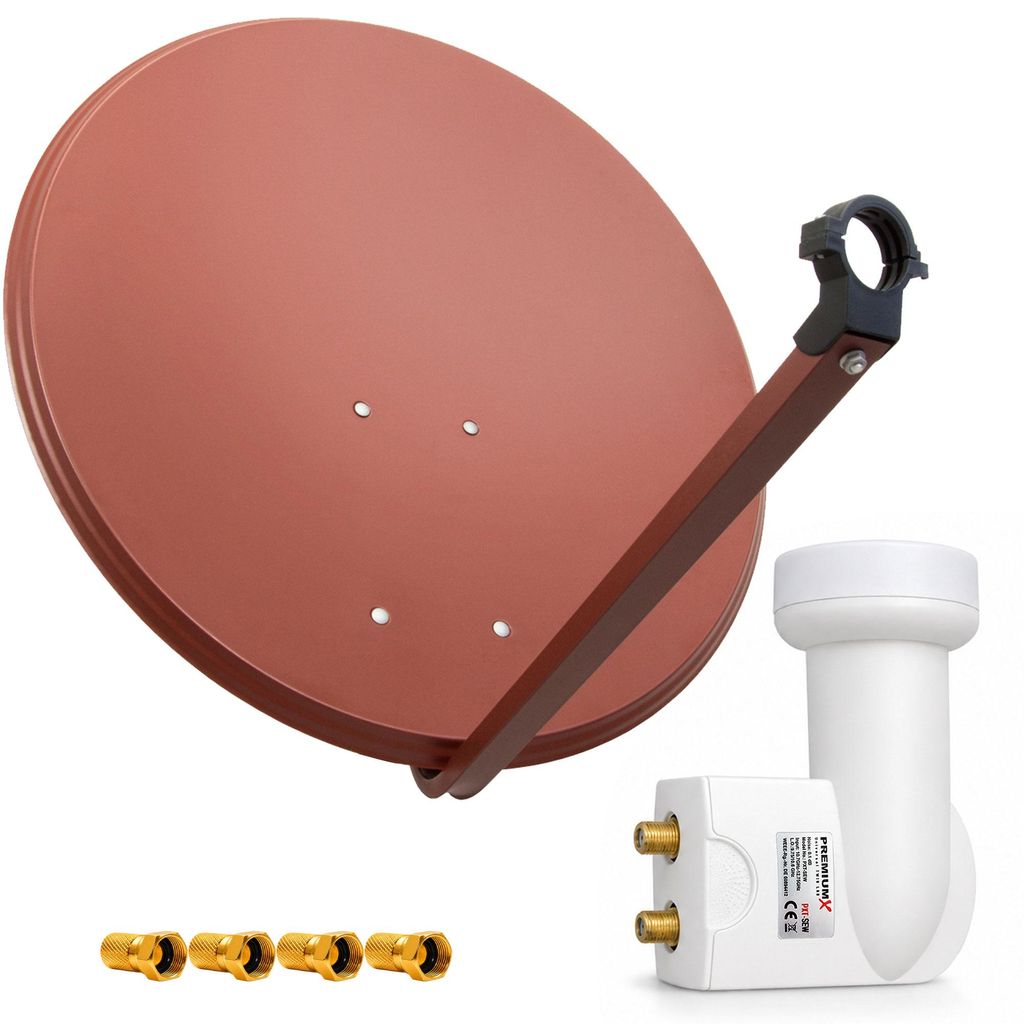 PremiumX SAT Anlage 80cm Antenne Aluminium Twin LNB WE 4x Produktbild 
