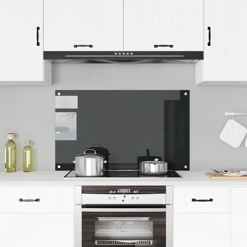 Paraschizzi Cucina Vetro Nero 100x60 | Protezione Parete Anti-Grasso