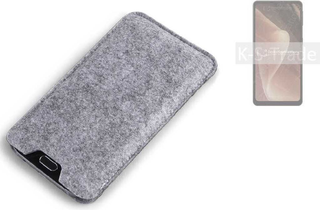 K-S-Trade Filz Handyhülle kompatibel mit Sharp Aquos Sense7 Plus Schutzhülle Filztasche Filz Tasche Case Sleeve Handy Hülle Filzhülle grau