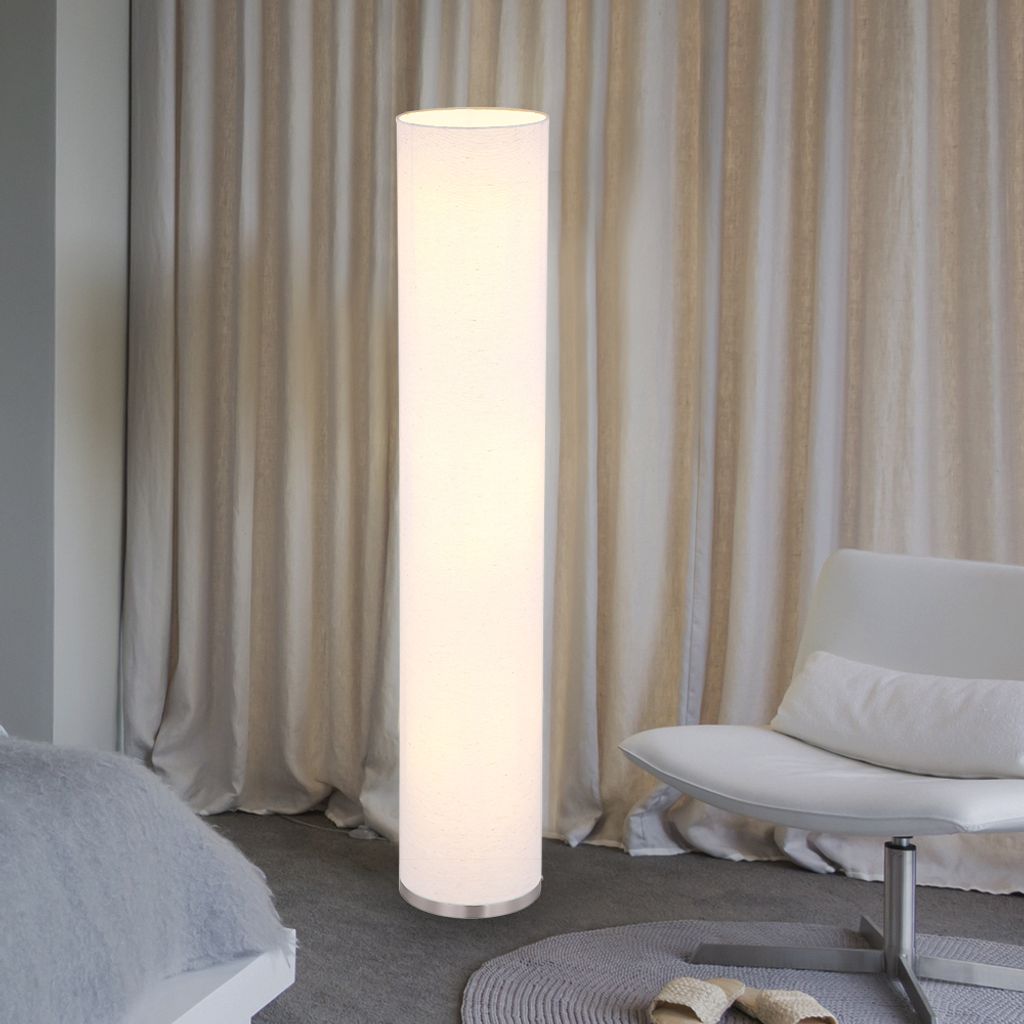 Stehlampe, sandfarben, Textil-Schirm, rund, H 110cm Produktbild 