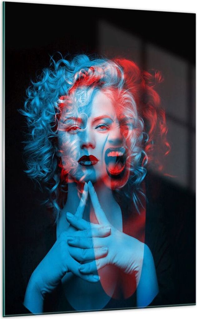 Bilder auf glas - Einteilig - Schwarz Frau Emotionen - 70x100cm - Glasbilder - Wandbilder - Bilder - zum Aufhängen bereit - Wanddekoration aus Gla...
