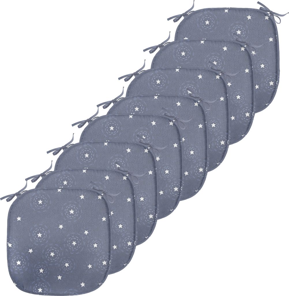 ABAKUHAUS Navy blau Polster für Esszimmerstühle, Summer Night Sky Kids, Dekoratives wasserfestes Kissen mit Riemen für Küchensitze, 40 cm x 40 ...