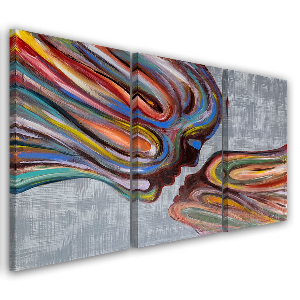 Triptychon auf leinwand farbig andere 120x80 cm Feeby farbe wandbild bereit zum aufhängen