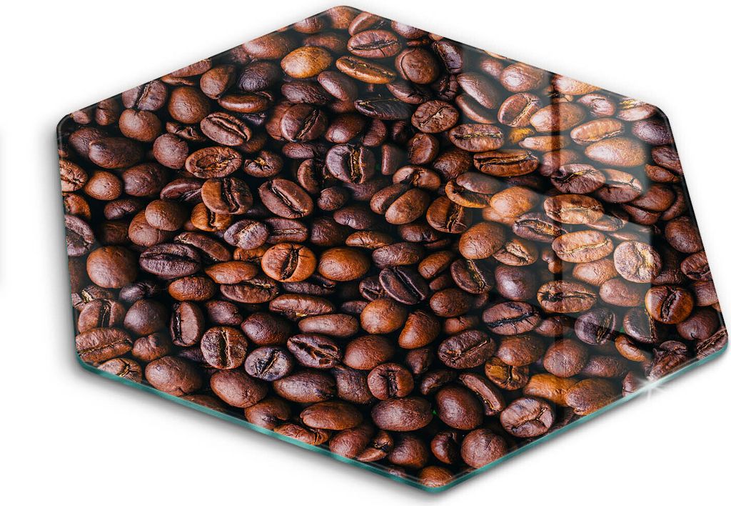 Glasschneideplatte - Herdabdeckplatte - Hexagon 40 cm -Schneidebrett - Spritzschutz - Getreidekaffee