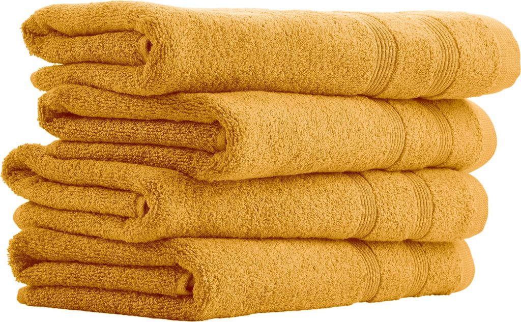 uncover by SCHIESSER Handtuch Brooklyn im 4er Set | 100% Baumwolle | Weich, saugstark, schnelltrocknend | 50x100cm | Senf