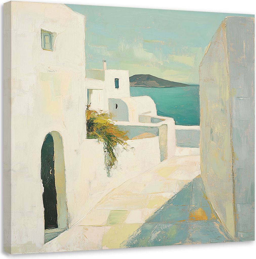 Leinwandbild Pastellgebäude Stadt Abstraktion 60x60 Feeby Grau bild für die wand bereit zum aufhängen