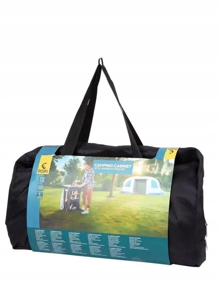 Etagère de camping pliable 80 cm en bambou avec rangement modulable - 4