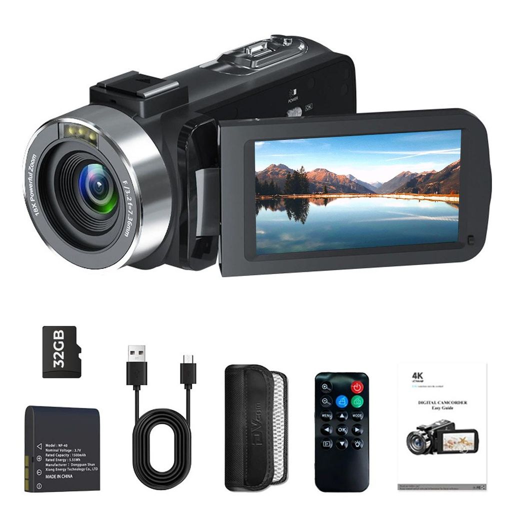Camcorder,Camcorder Videokamera 1080P für YouTube 48MP 18X Produktbild 