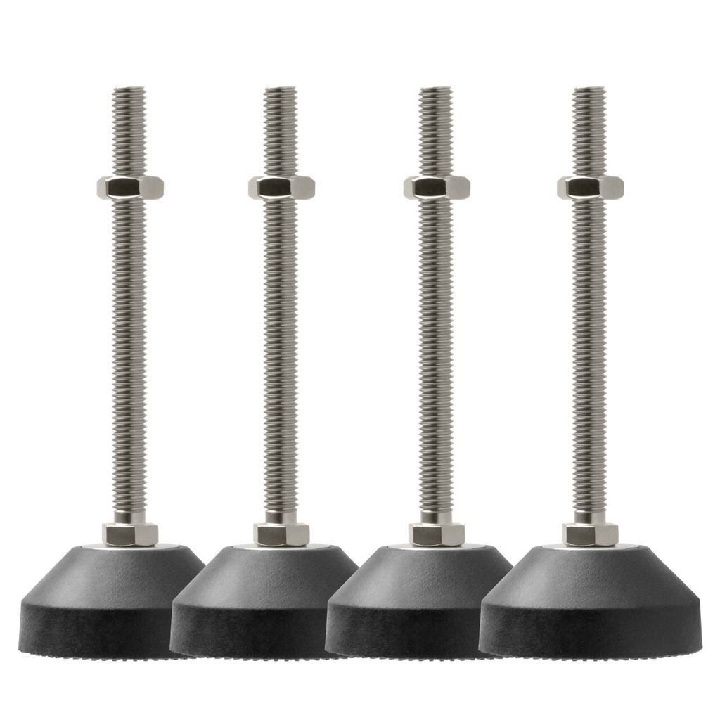 Maschinenfuß/Stellfuß/Nivellierfuß/Gelenkfuß, höhenverstellbarer Tellerfuß Ø 50mm für Konstruktionsprofile, Maschinen, Möbel (4, M8 x 100mm)