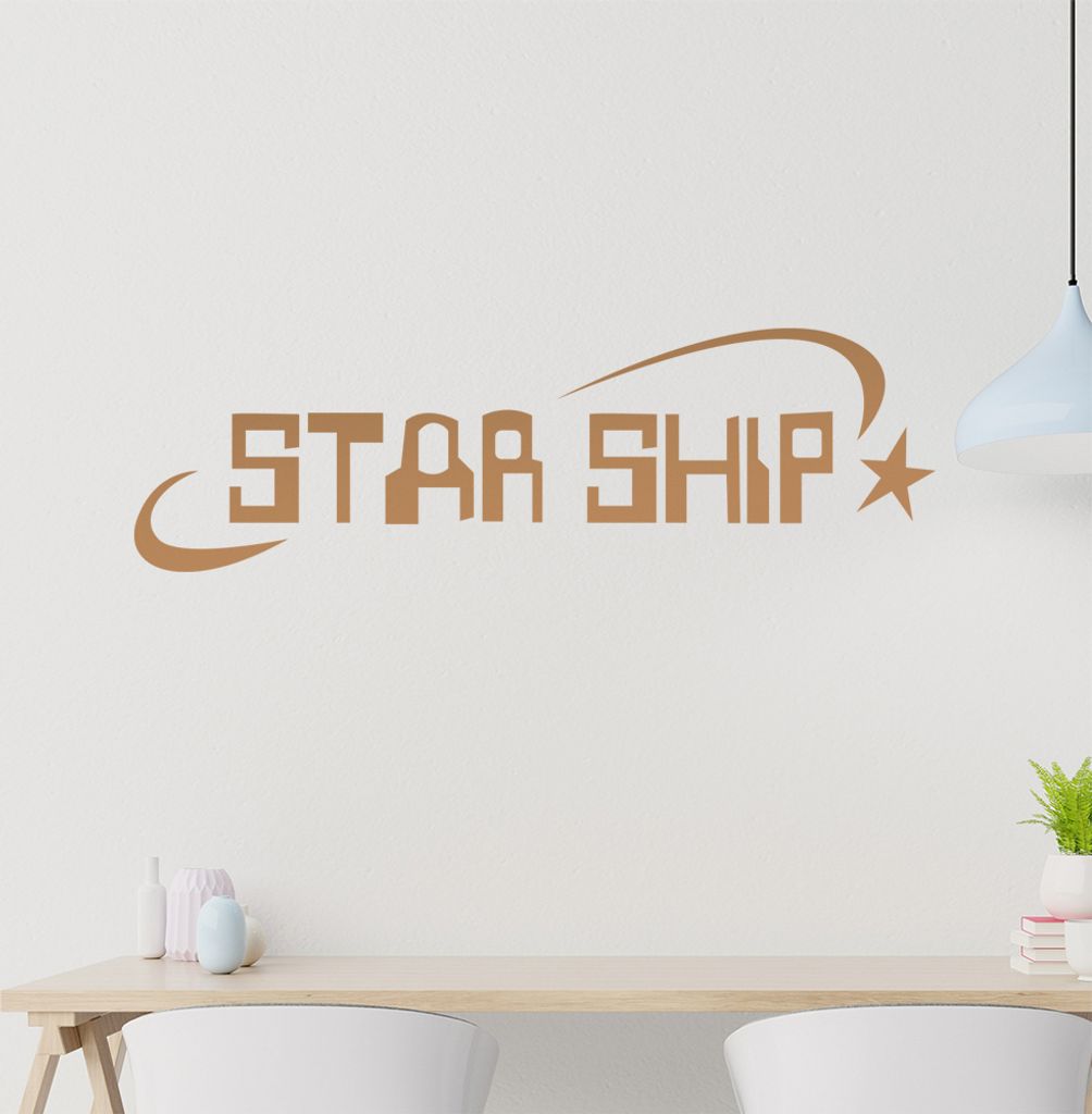 Star Ship Wandtattoo in 6 Größen - Wandaufkleber Wall Sticker - Dekoration, Küche, Wohnzimmer, Schlafzimmer, Badezimmer