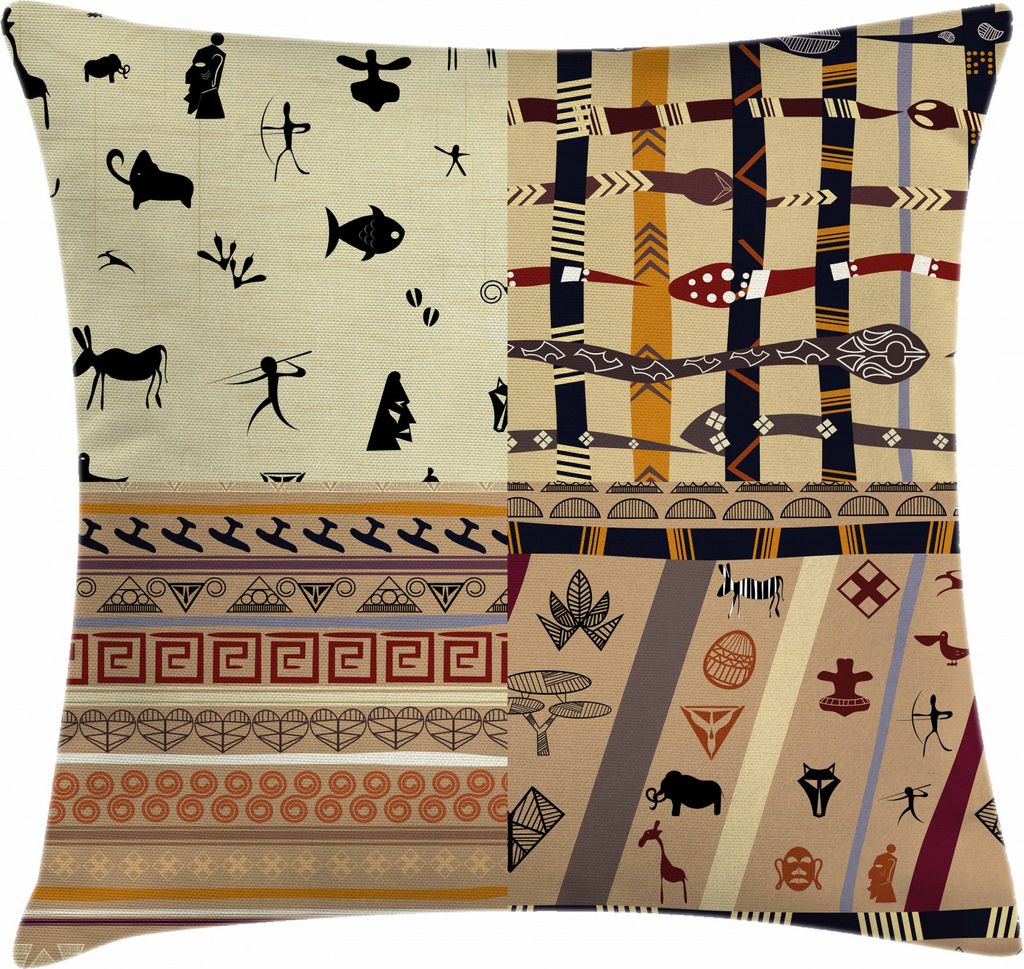 ABAKUHAUS Stammes Kissenbezug, Primitive Einheimische Tiere, Waschbar mit Reißverschluss Kissenhülle mit Farbfesten Klaren Farben Beidseitiger Dr...