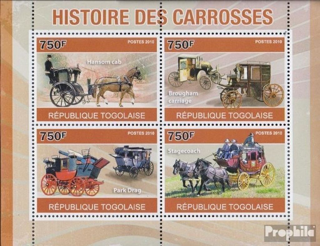 Briefmarken Togo 2010 Mi 3699-3702 Kleinbogen (kompl.Ausg.) Produktbild 