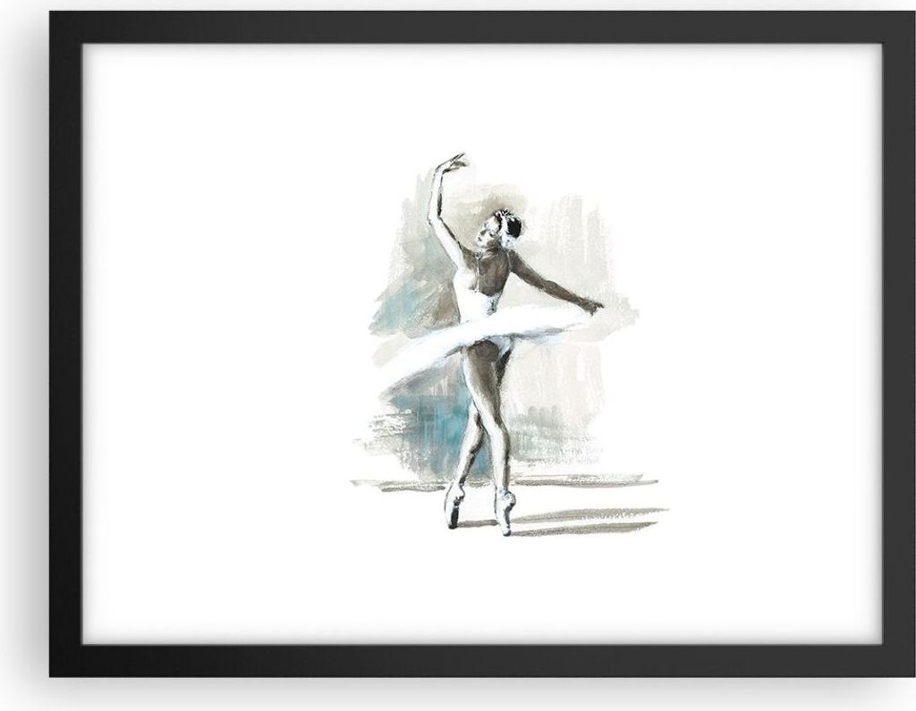Gerahmtes Poster - Schwarzer Rahmen - Ballerina Tanz Frau - 40x30 cm - Wand Bild - Wanddeko - Wandbilder - Kunstposter - Wandposter - Bilderrahmen ...