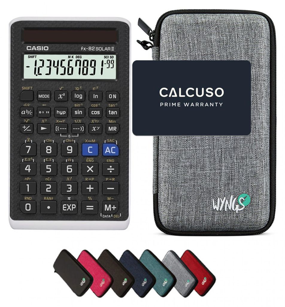 Casio fx-82 Solar II inkl. WYNGS Schutztasche Hellgrau - Produktbild 
