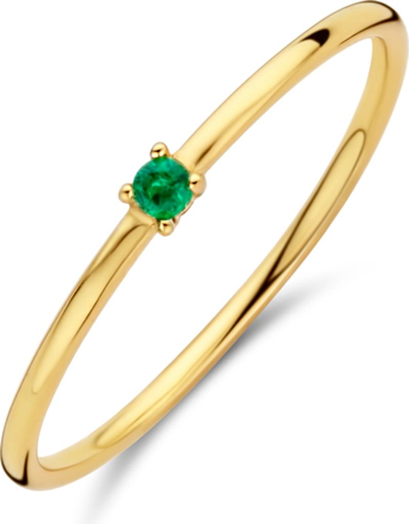 New Bling 9NB-0731-60 Silberring - Damen - Zirkonia - Grün - 2 mm Durchmesser - Größe 60 - Silber - vergoldet (vergoldet/Gold auf Silber)