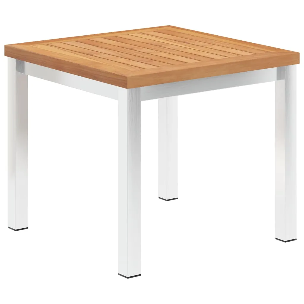 The Living Store Tavolino da giardino 45 x 45 x 38 cm in legno massiccio teak acciaio inox