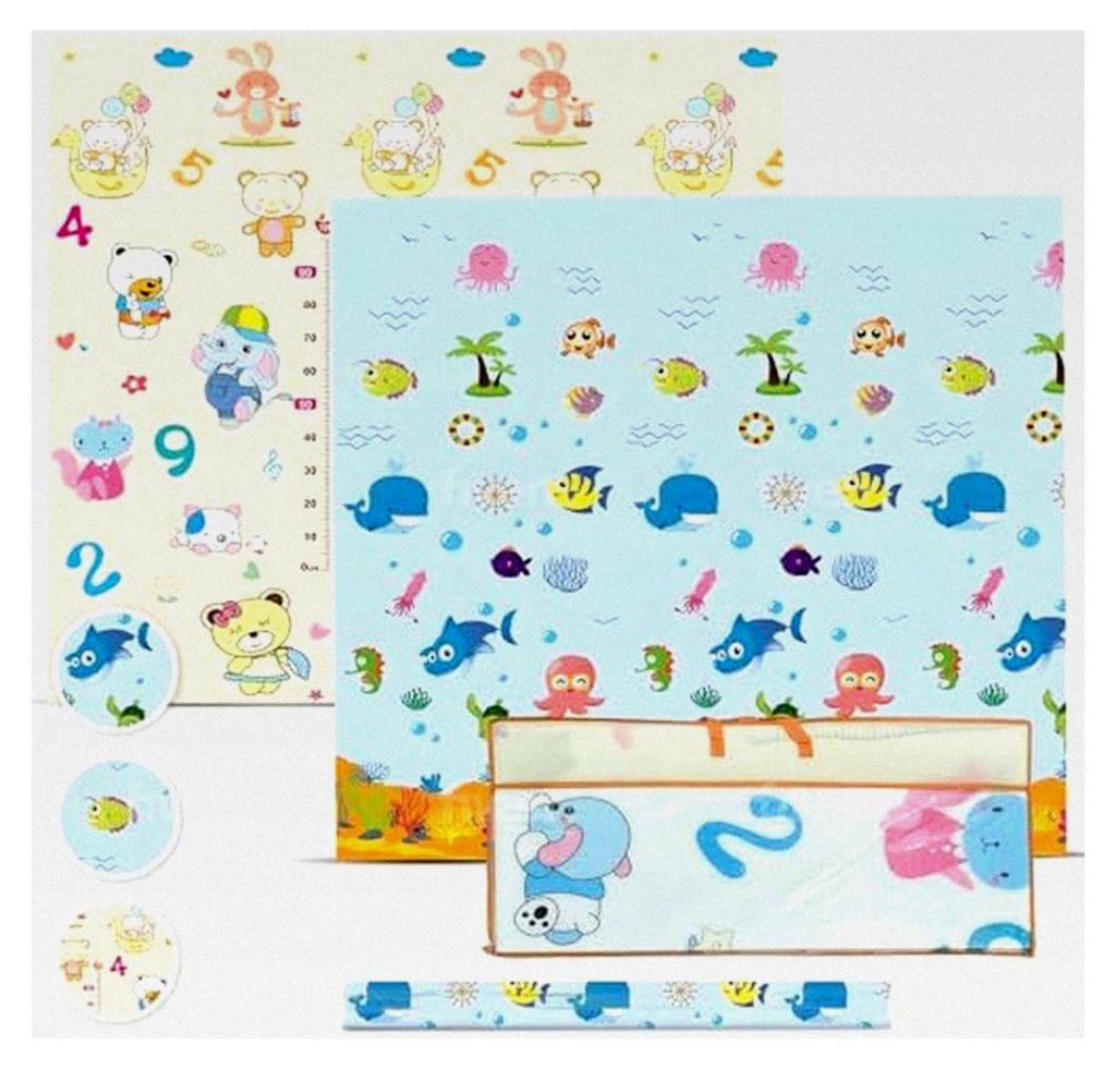 Gepolsterte faltbare Babyspielmatte 200x180x1 cm, doppelseitige XPE-Krabbelmatte, wasserdicht, ungiftig, Spielteppich für Aktivitäten, Geschenk f...