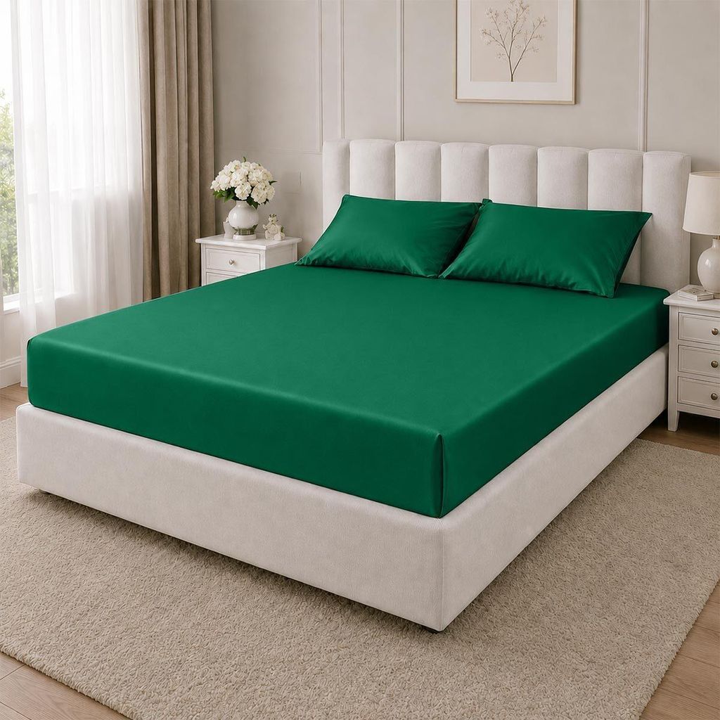 Traumschlaf Mako-Satin Haustuch Bettlaken 240x280 cm dunkelgrün