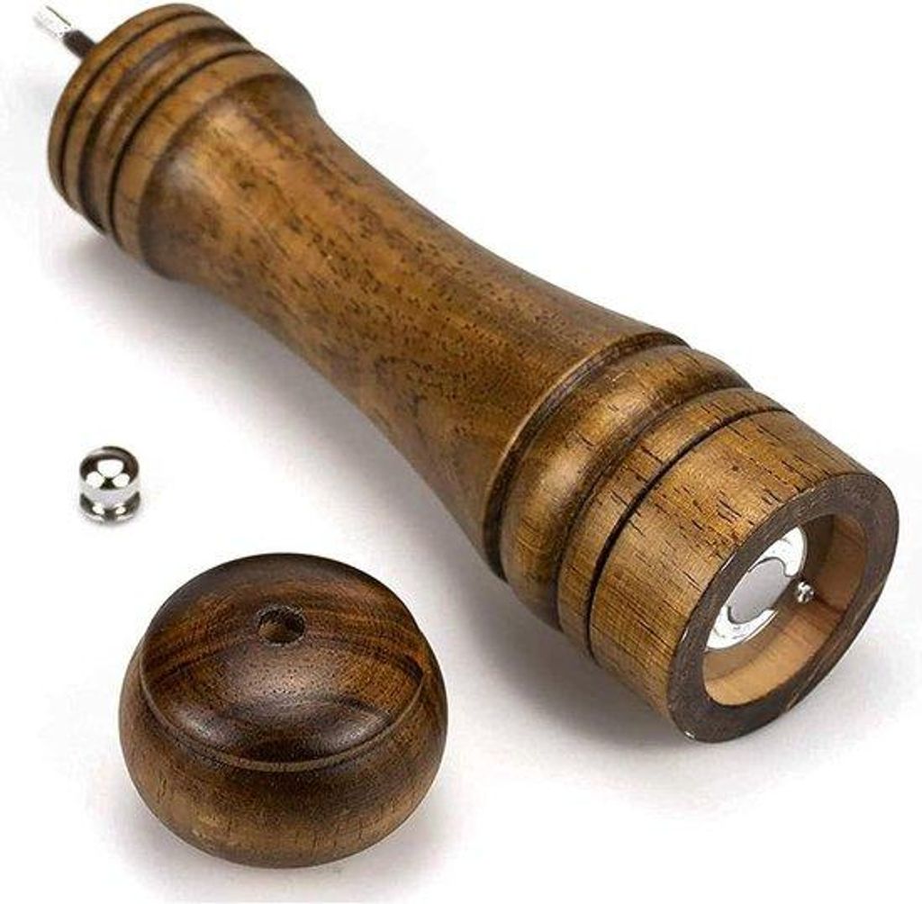 Krümelwolf - Holz und Pfeffer Mahlset mit verstellbarer Keramischer Rotor - 8 Zoll - Küchenaccessoires - Kräuterwolf