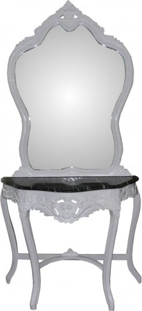Casa Padrino Barock Spiegelkonsole mit Marmorplatte Weiss Mod2 - Antik Look