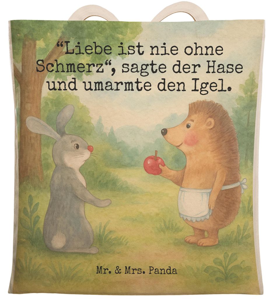 Mr. & Mrs. Panda Beutel Hase Igel Design - Weiß - Geschenk, Liebe Spruch, Stoffbeutel, Trösten, Trennungsschmerz, Lustige Sprüche, Tragetasche, ...