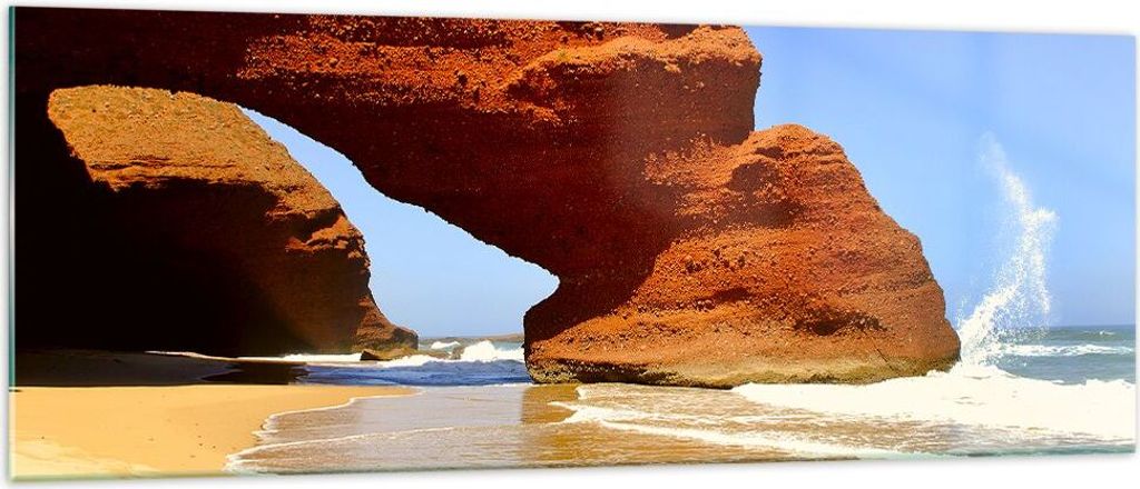 Bilder auf glas - Felsen Sandstein Ozean Natur - 140x50cm - Glasbilder - Wandbilder - Kunstdruck - zum Aufhängen bereit - Wanddekoration aus Glas ...