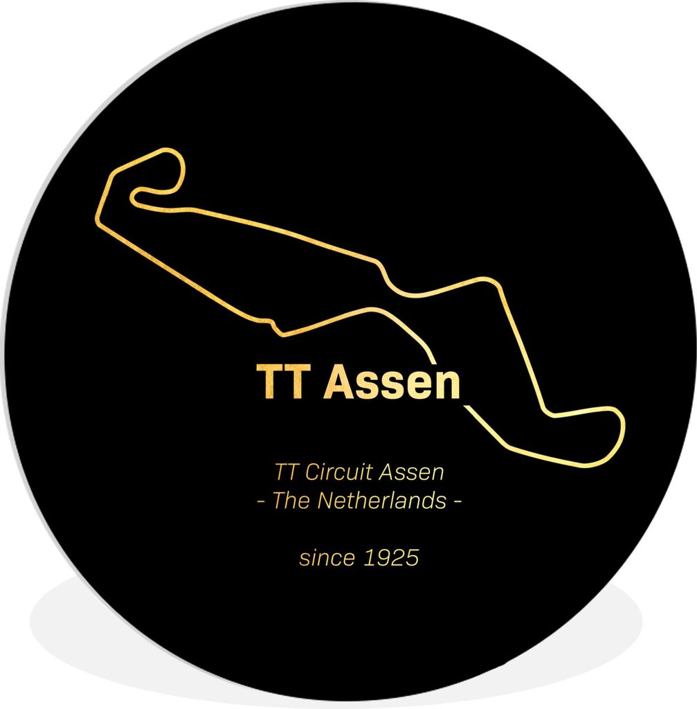 MuchoWow Rundes Wandbild - Runde Bilder TT Assen - Gold - Niederlande Ø 30 cm Kreis Wanddekoration Kunststoff - Wandkreis - Wandschmuck - Schlaf...