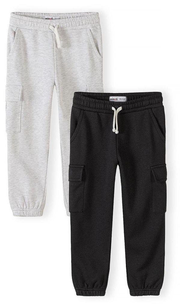 Minoti Jogginghose Baumwolle 2er Pack Grau Meliert Gr. 134 für Mädchen