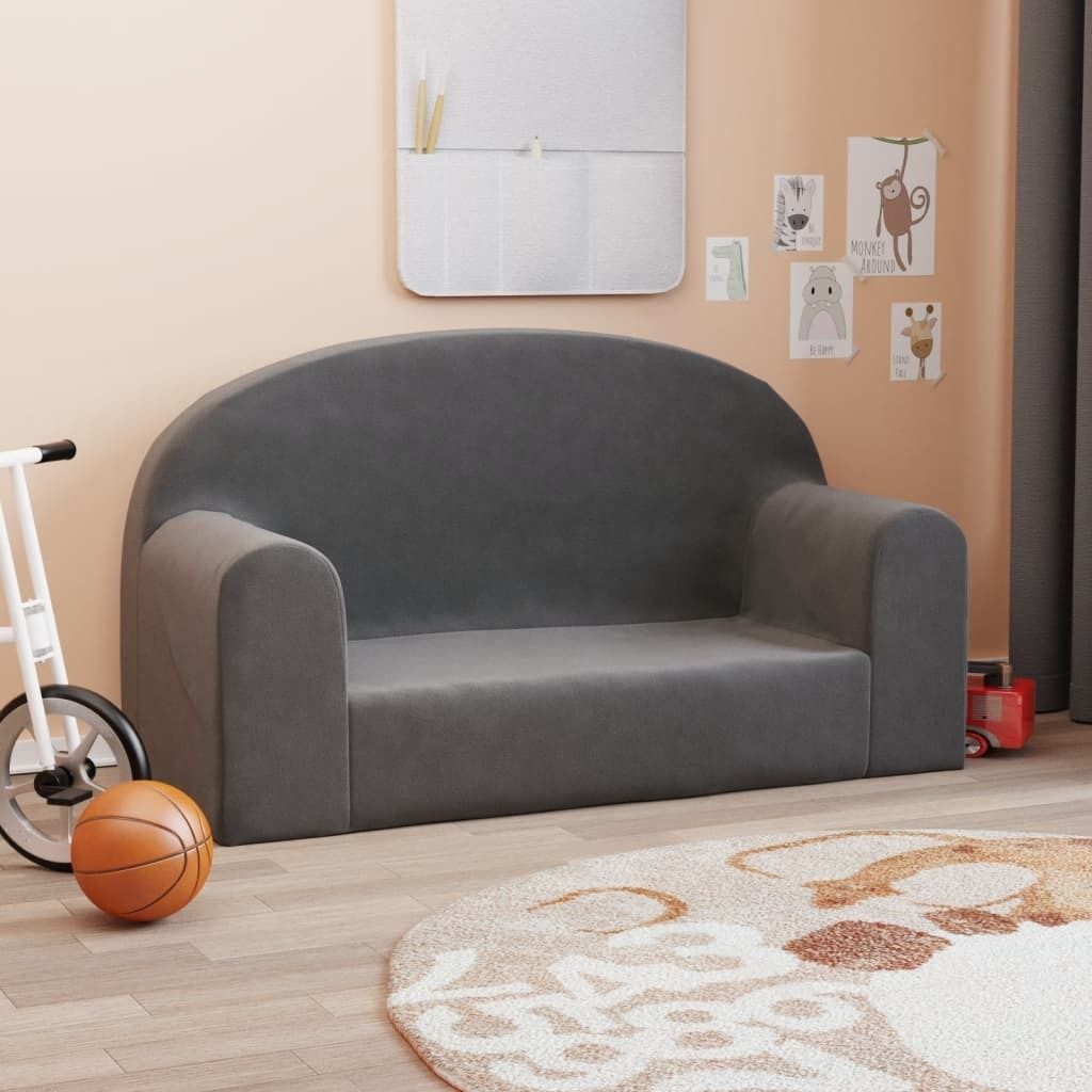 Cloris DesignMöbel Kindersofa 2-Sitzer Anthrazit Weich Plüsch , Kinderschränke 2024 Neu