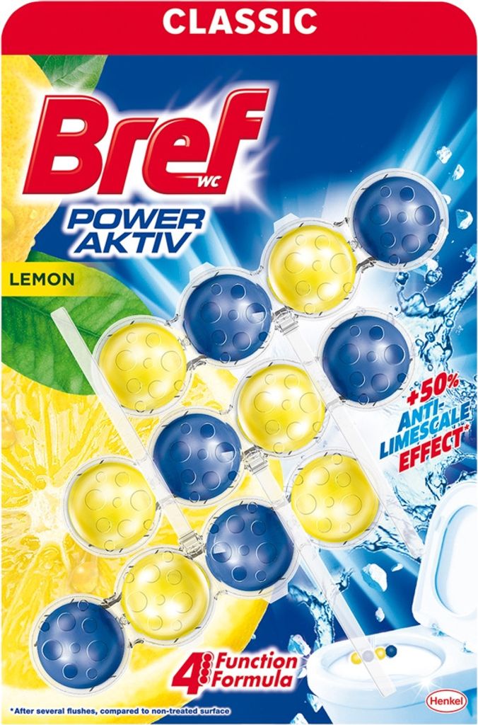 Bref WC Power Aktiv 4 Fach Kraft Lemon Duft 3 x 50gr WC Produktbild 1