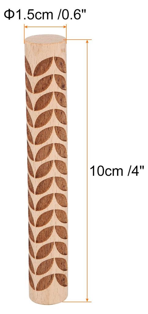 Holz Tonroller 4" Blattmuster Nudelh?lzer Holzwalzen T?pferwerkzeuge Holzmaserung Texturwalzen fš¹r Ton Backen Teig Knete DIY