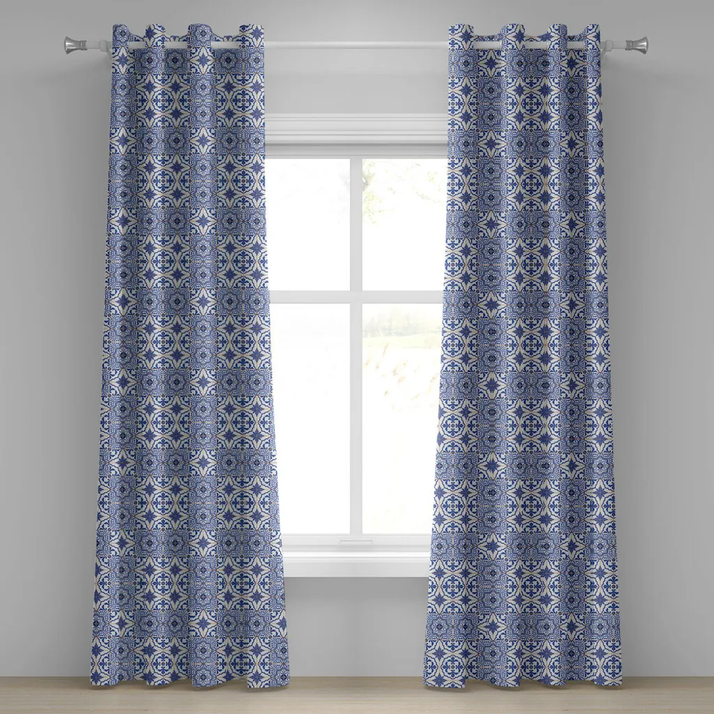 ABAKUHAUS Tenda con Occhielli 280x225 cm | Arabesco Blu Violetto