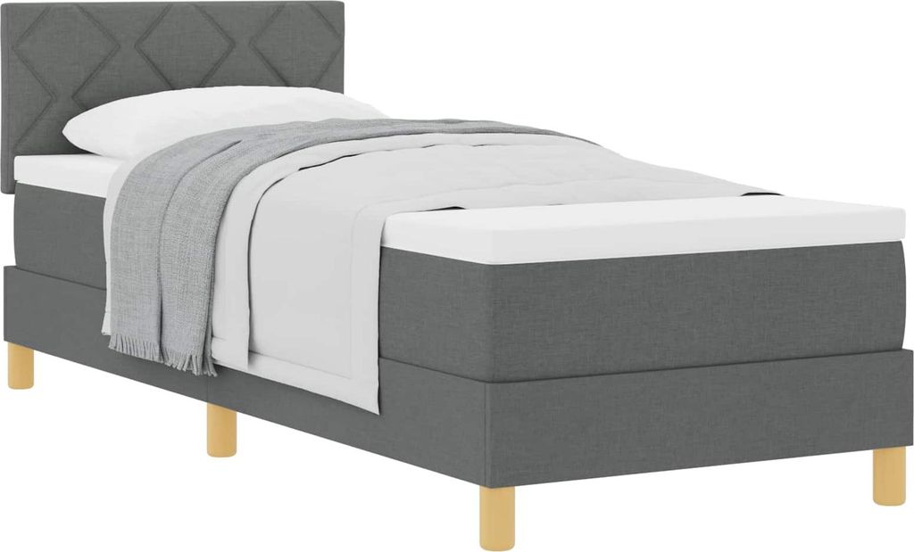 vidaXL Boxspringbett mit Kissen Dunkelgrau 80 x 200 cm Stoff