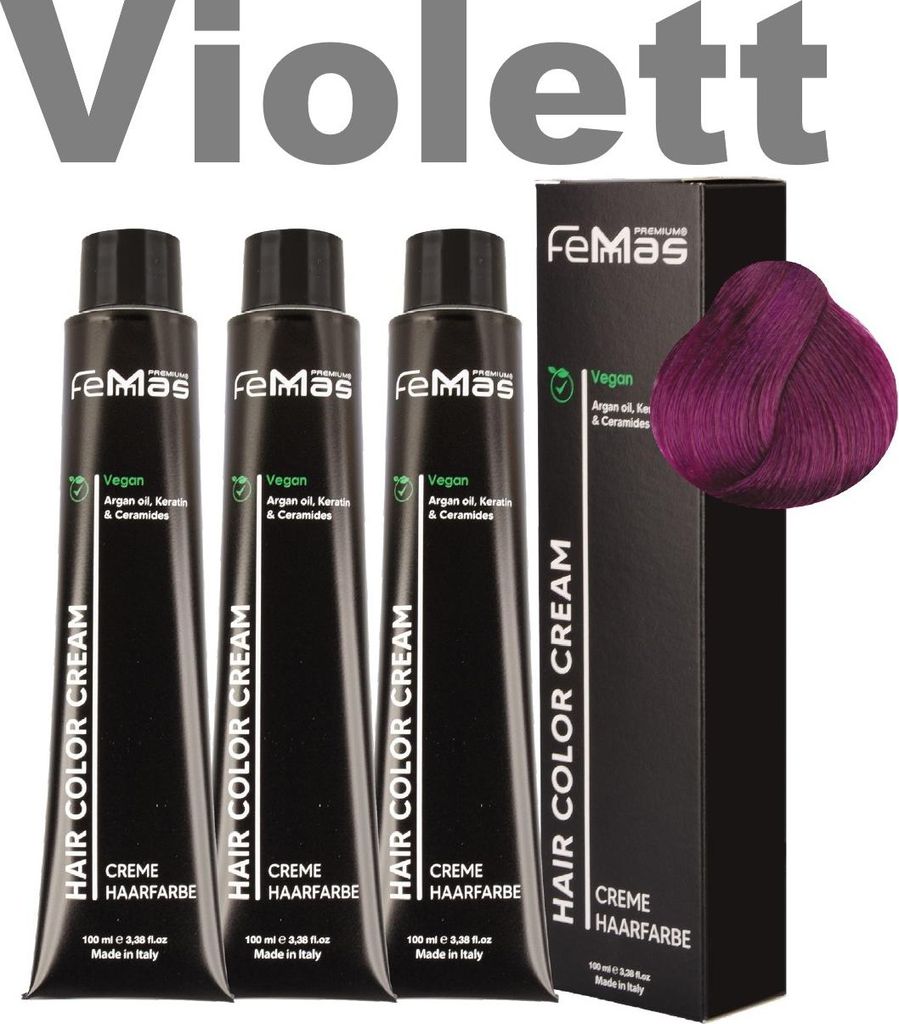 FemMas Haarfarbe mit Arganöl Pure&Mix Violett | 3x100 ml