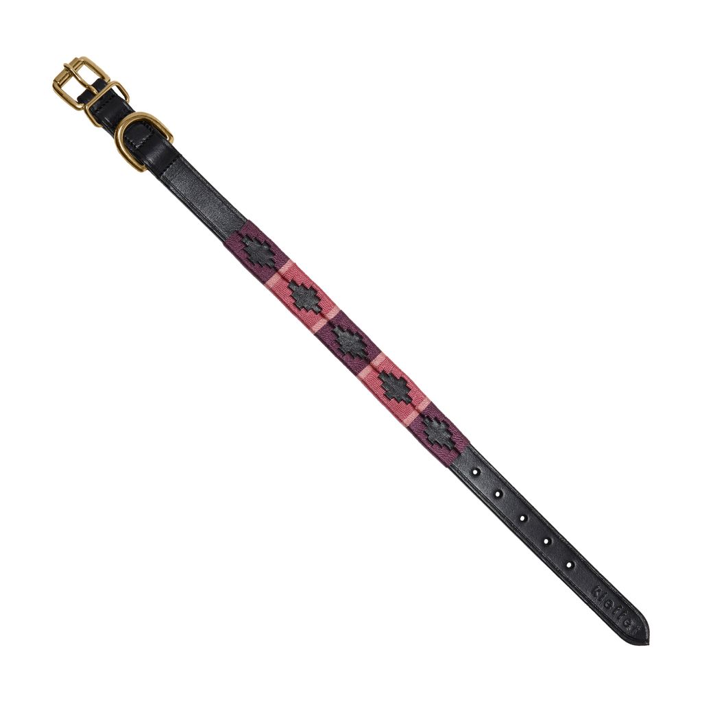 Kieffer Hunde-Halsband BUENOS AIRES in verschiedenen Farben, Farbe:schwarz, Größe:37 cm-mit Messing-BeschlägenA - dunkelgrau/grau/blau