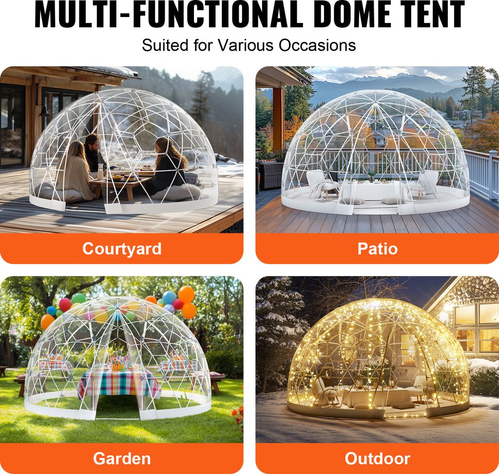 VEVOR Garten-Kuppel-Iglu-Zelthaus, 9,5 Fuß Kuppelzelt, Produktbild 5