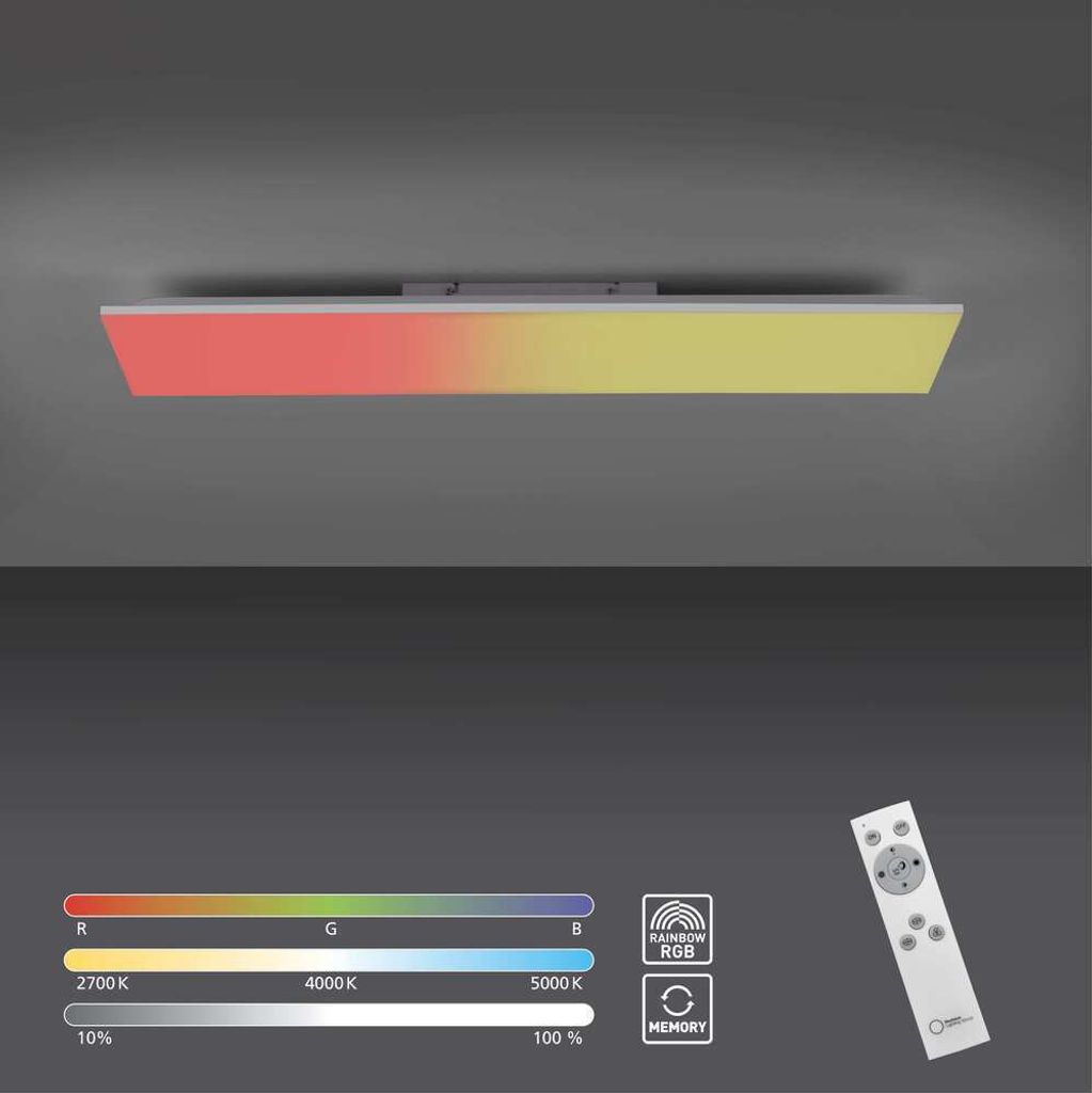 JUST LIGHT LED Panel YUCON Deckenleuchte RGB Dreamcolor, dimmbar per Fernbedienung, CCT, Memoryfunktion weiß Wohnräume, z.B. Wohnzimmer, Esszimme...