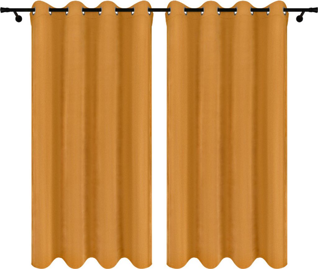 Fertige Vorhänge aus Velours mit Ösen 140x250 cm 2 Stücke Senfgelb Gelb Blickdichte Gardinen