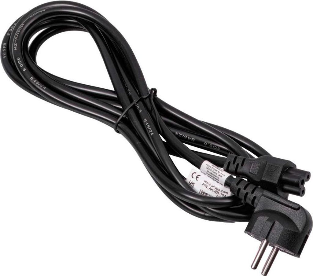 AKYGA Stromkabel AK-NB-10A Kleeblatt IEC C5 CEE 7/7 für Laptop 3m