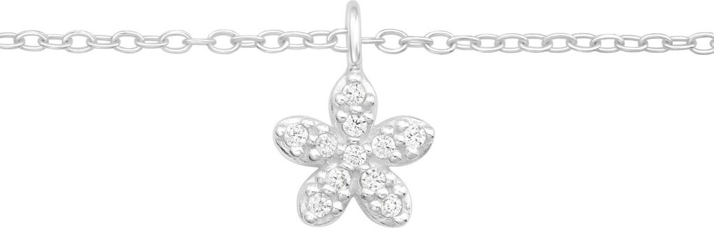 Fusskette Blüte mit Kristall Silber aus 925 Silber Damen