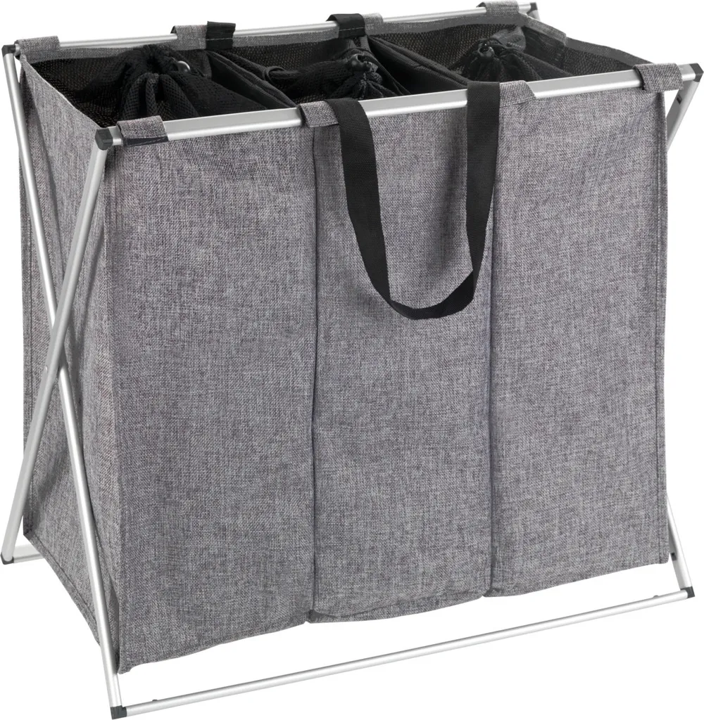WENKO Trio Grigio 130L: Cesto Biancheria Sorter Professionale