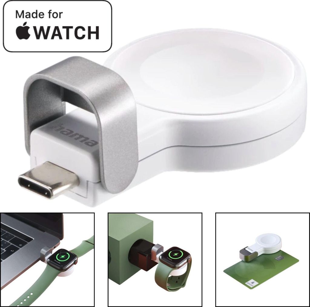 Hama USB-C Ladegerät Wireless Charger Kabellos für Apple Watch 6 7 8 9 10 11 SE