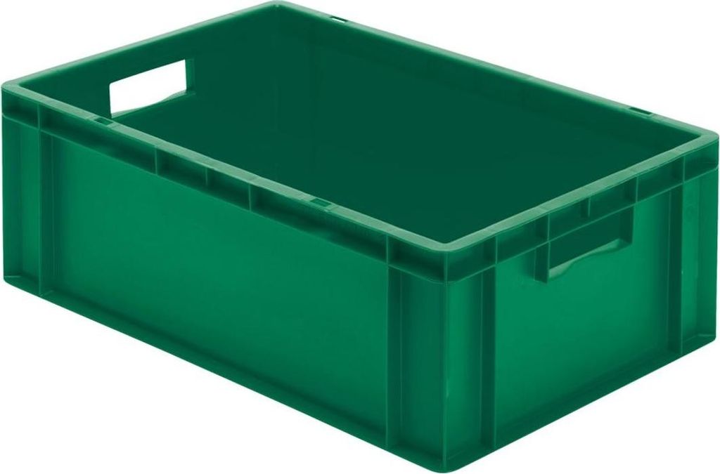 LA-KA-PE Transport-Stapelkasten B600xT400xH210 mm grün, geschlossen mit Griffloch