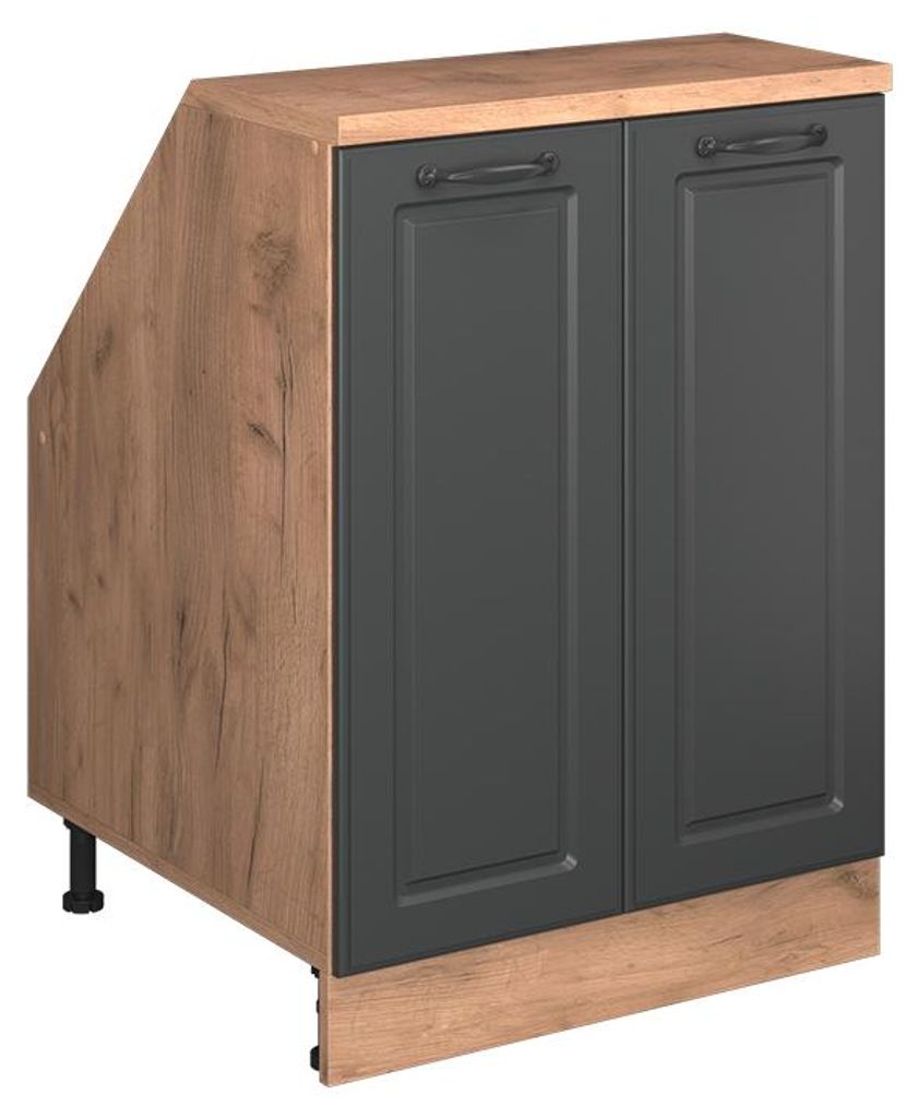 Dachschrägenschrank Vicco Rion Anthrazit Landhaus 60 x 81.6 cm mit 2 Türen, Schrankkorpus 60 cm Tiefe, Model 60230