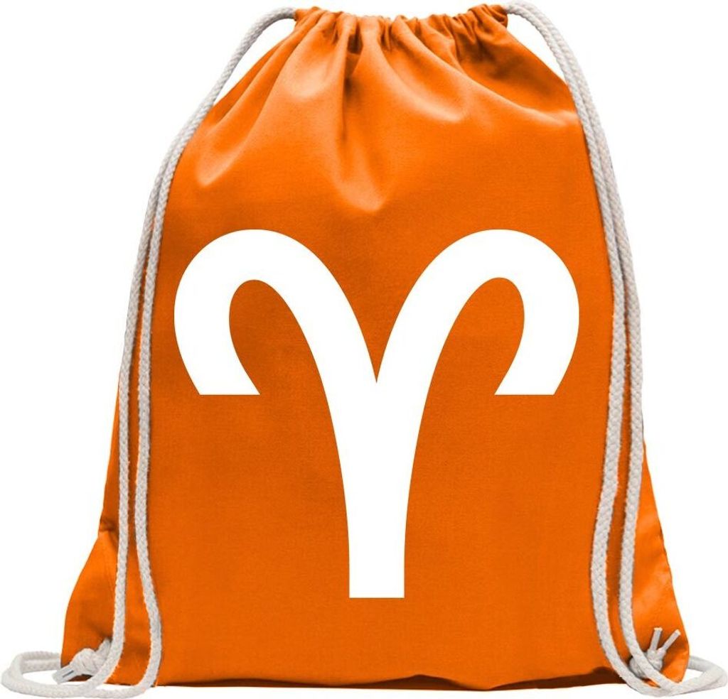 Kiwistar - Turnbeutel - mandarin - Widder Sternzeichen - Fun Rucksack Sport Beutel Gymsack Baumwolle mit Ziehgurt
