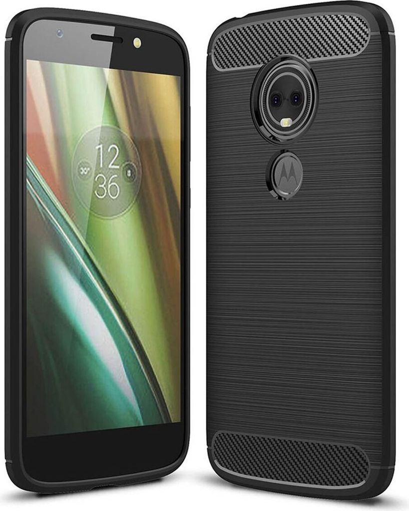 Schutzhülle Handyhülle für Motorola Moto E5 Case Cover Carbon Optik Schwarz