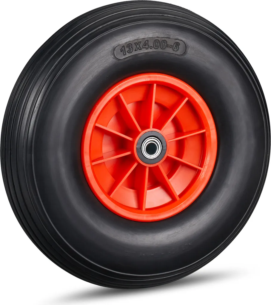 Relaxdays 4 Ruote per Carriola 4.00-6 in Gomma Piena Antipanne Rosso