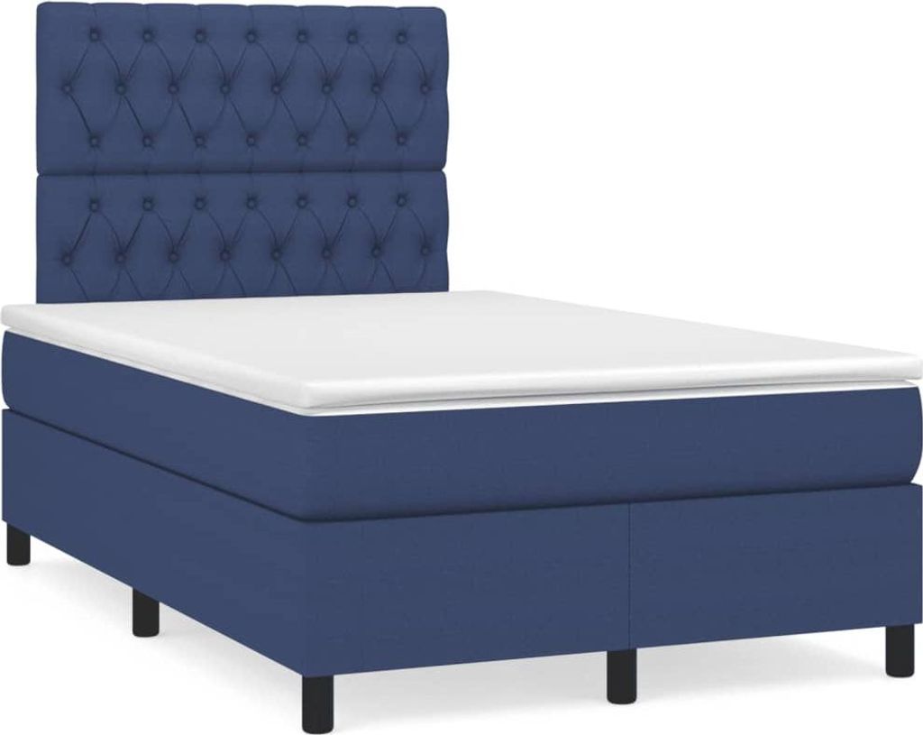 vidaXL Boxspringbett mit Matratze Blau 120x190 cm Stoff