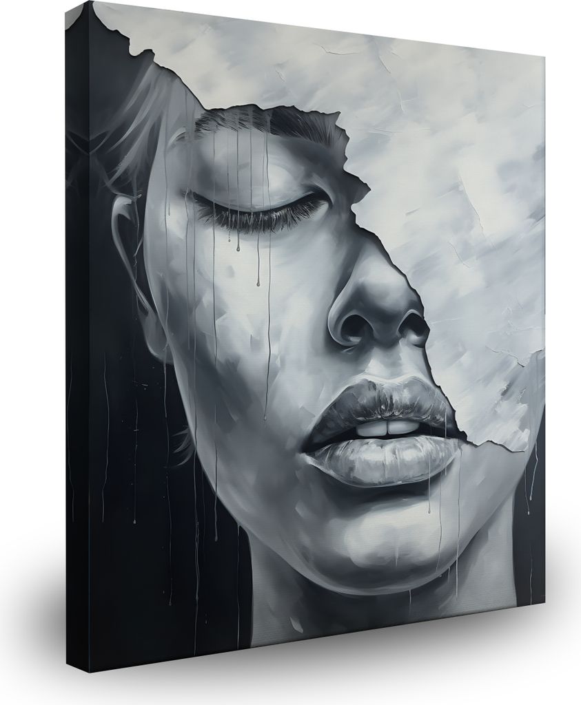 Muralo Leinwandbild Frau GESICHT Porträt Abstraktion Wandbild Br. 70 cm x Hö. 70 cm