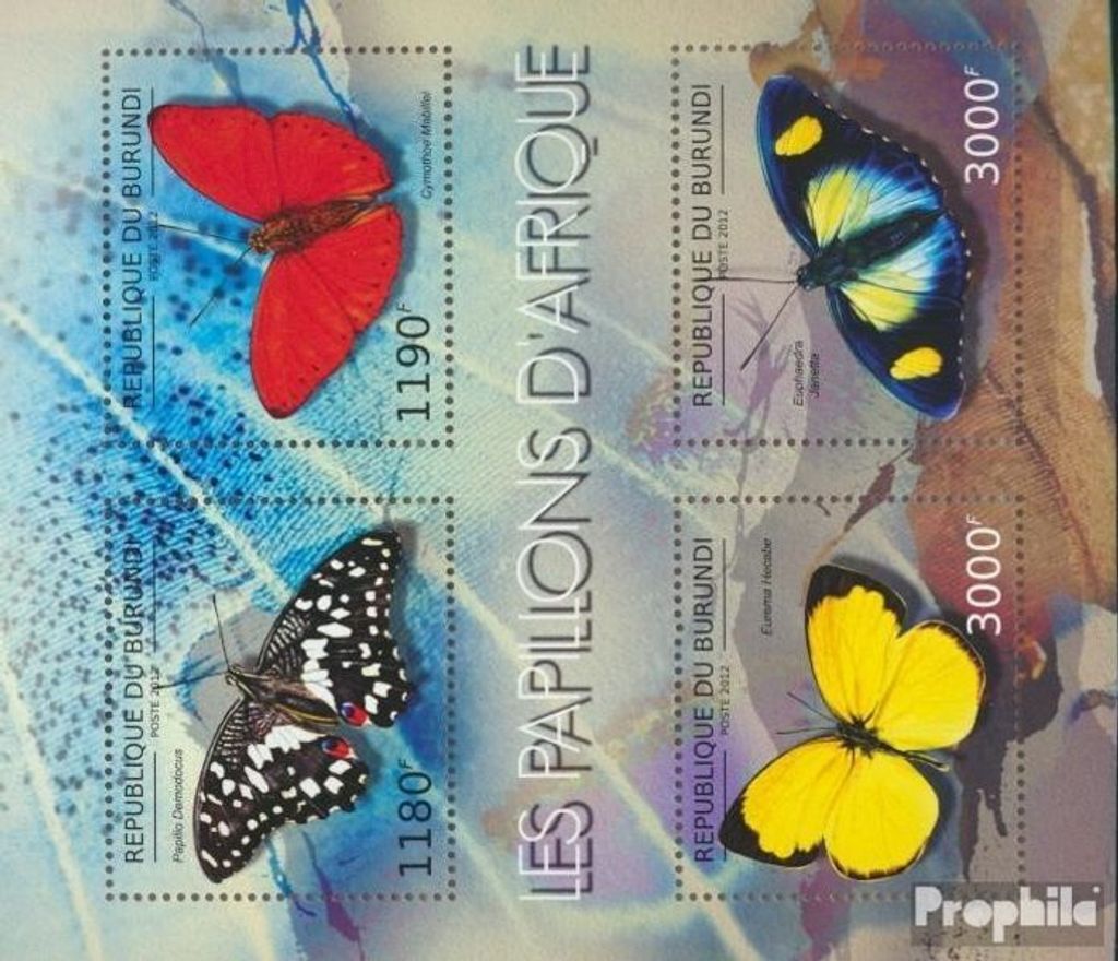 Briefmarken Burundi 2012 Mi 2762-2765 Kleinbogen (kompl. Produktbild 